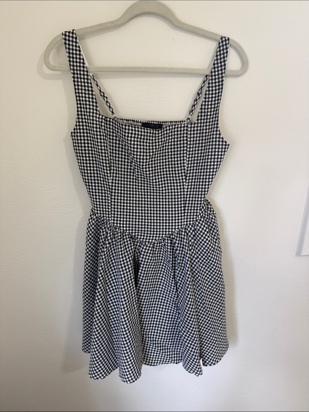 iris Black and White Gingham Midi Dress